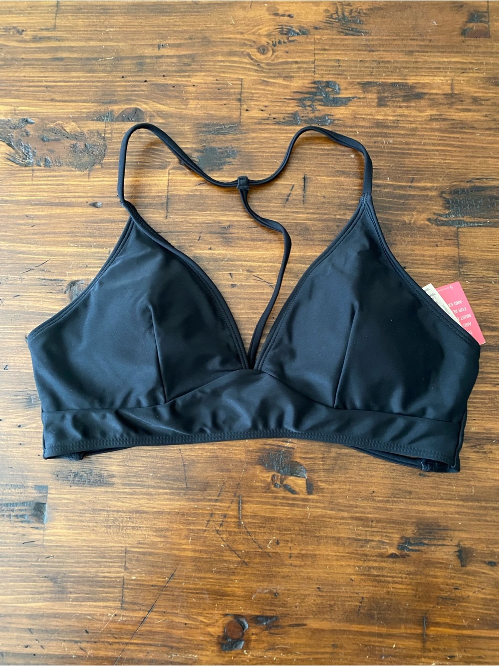 Women Uncommon Sense Black Swimwear Bikini Top Strappy Back Size Large NWT